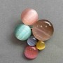 Broche Accent, pierre œil de chat multicolore, métal argenté 45×35 mm