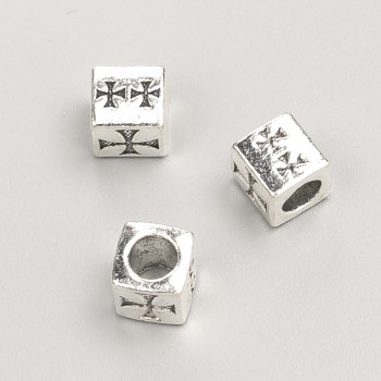 Fourniture perle Pandora Croix, diamètre 7 mm, emballage 20 g, 14 pièces ±, couleur métal argenté