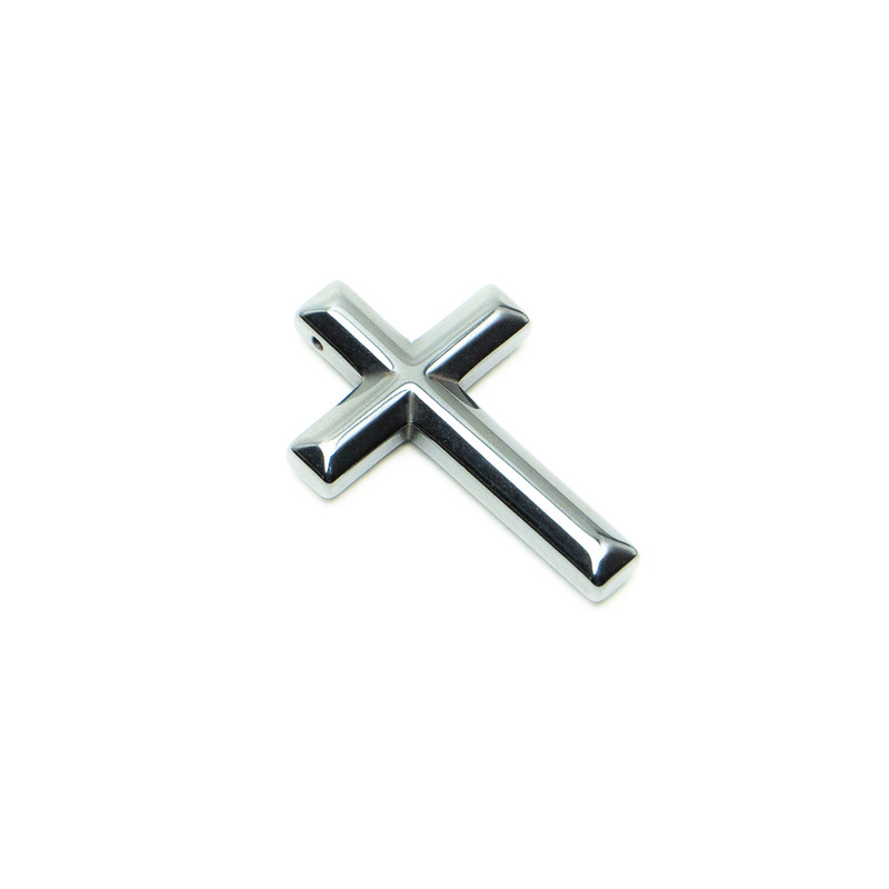 Pendentif croix en hématite, diamètre 31 × 43 × 6 mm+
