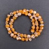 Perles teintées nacrées orange, forme galet, diamètre 8×6 mm ±, longueur 41 cm ± sur fil