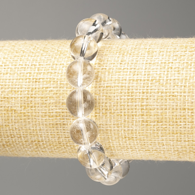 Bracelet en cristal de roche, perles lisses, diamètre 12 mm ±, longueur 18 cm (élastique)