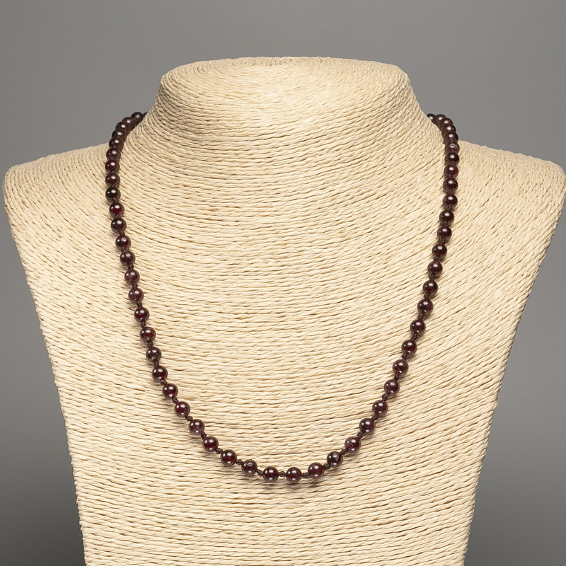 Collier en grenat naturel, perles lisses, diamètre 5,5 mm, longueur 50 cm+