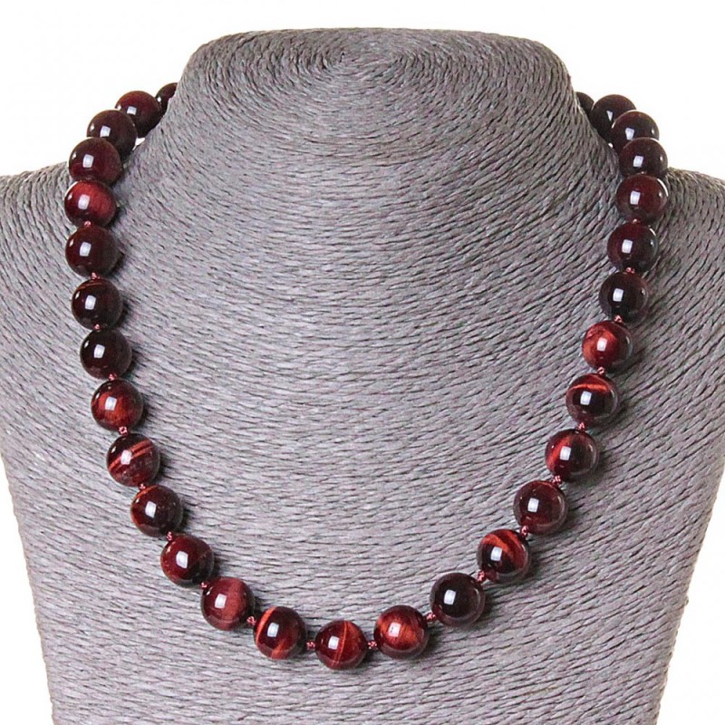 Collier œil-de-bœuf, perles de 12 mm, longueur 50 cm