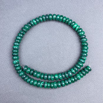 Perles de malachite naturelle en forme de rondelle, diamètre 10x5 mm ± sur fil, longueur environ 40 cm+