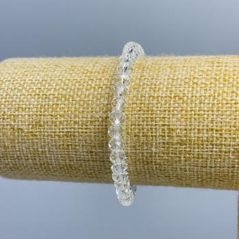 Bracelet en cristal tchèque blanc transparent, perles rondelles facettées de 6 × 5 mm, longueur 18 cm (élastique)