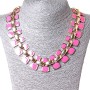Collier maillons métal doré et émail rose (10-15 mm)