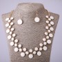 Ensemble collier et boucles d'oreilles à émail blanc, longueur 57–64 cm