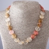 Collier en calcédoine, forme pièce, diamètre 15 mm, longueur 45 cm