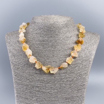 Collier en citrine brute, pépite naturelle, diamètre 12×15 mm, longueur 45 cm ±