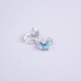 Kaf Xuping Rhodium avec émail bleu Papillon 11×7 mm +
