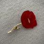 Broche Coquelicot rouge nacré en métal doré 76×46 mm+