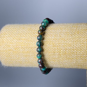 Bracelet chrysocolle en pierre naturelle, billes rondes lisses de diamètre 7 mm ±, longueur 18 cm (élastique)
