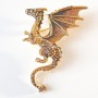 Broche Dragon émail doré et brun 42 × 66 mm