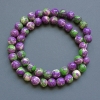 Perles «variscite» (acrylique synthétique) violettes, blanches et vertes, boule lisse, diamètre 8,5 mm ±, longueur 40 cm ± sur fil nylon