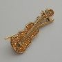 Broche-pendentif Violon avec strass dorés, métal doré 20×45 mm